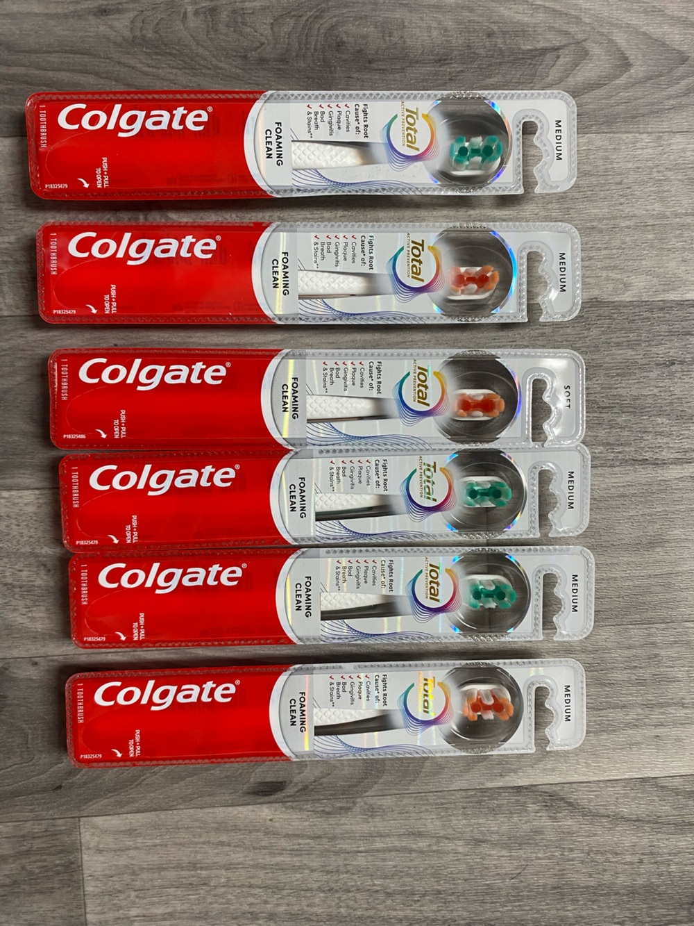 Colgate Total Medium Toothbrush - Red Packaging with Colored Bristles